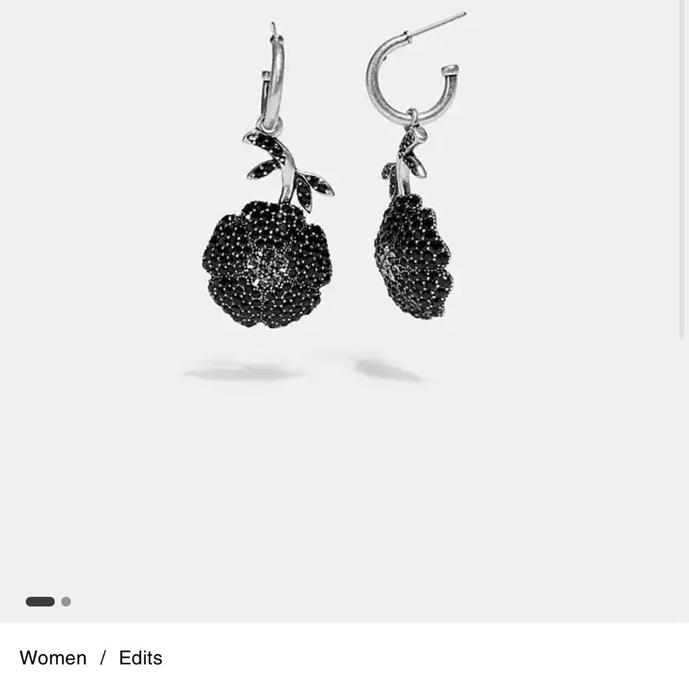 Coach Silver and Black Floral Earrings - Picture 3 of 5